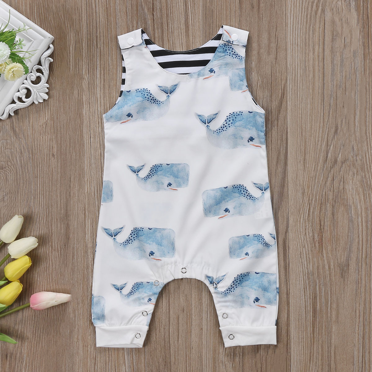 Pudcoco Peuter Baby Jongens Meisjes Walvis Romper Zomer Mouwloze Katoenen Jumpsuit Outfit Zachte Katoenen Baby Kleding Playsuit