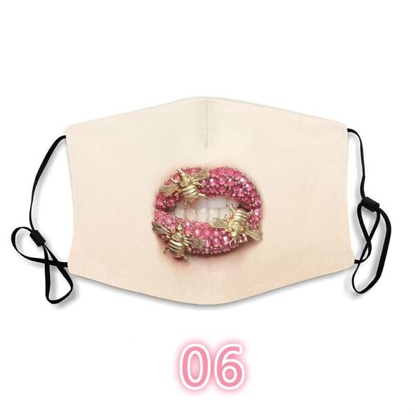 lèvres masque coloré strass décoration du visage paillettes perle suspendus oreille respirant protection solaire visage accessoire: 6