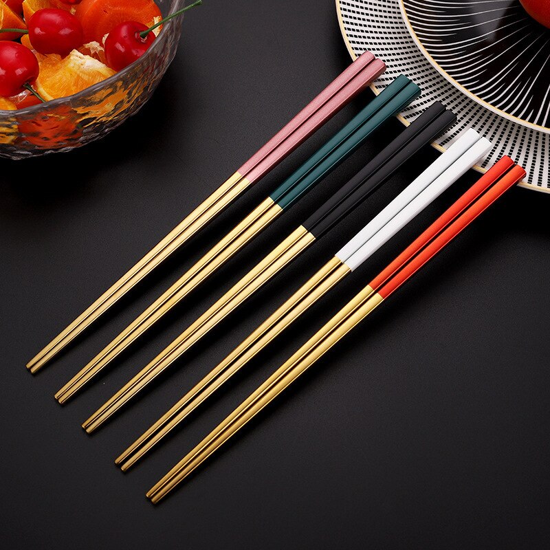Luxury Metal Baguette Sticks Sushi Tableware Chinese Korean Chopsticks Home 304stainless Steel Chopsticks Japan Dinnerware