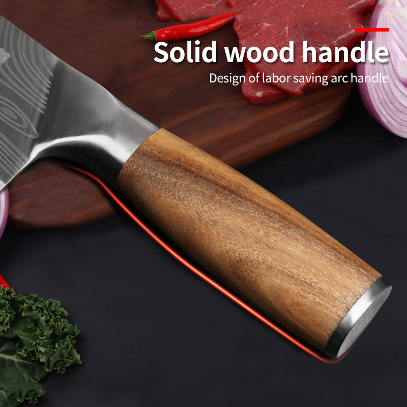 Forged Damascus Cleaver Knife Stainless Steel Chinese Vegetable Meat Chopping Kitchen Knives Cleaver Slicing Chef Knife