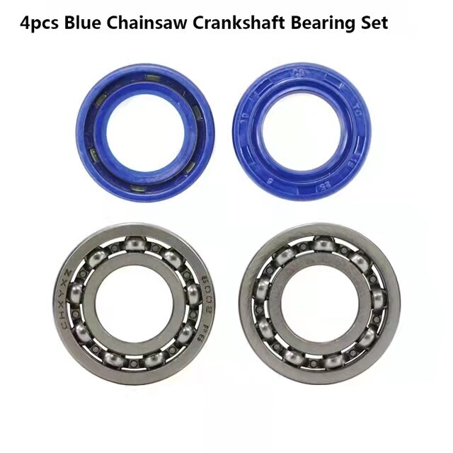 4pcs Seals And Crankshaft Bearing Set Chainsaw Oil Seal Kit Fit For STIHL MS180 MS170 170 180 Chainsaw Crankshaft Bearing: 4pcs Blue