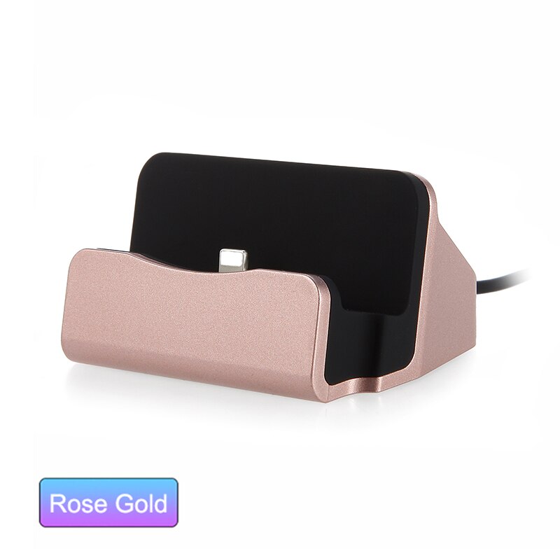 USB Pedestal Data Charger Dock Stand Station Charging For iphone 8 7 XR XS Desktop Cradle For Samsung Xiaomi Docking ladestation: For Tpye C / Rose Gold