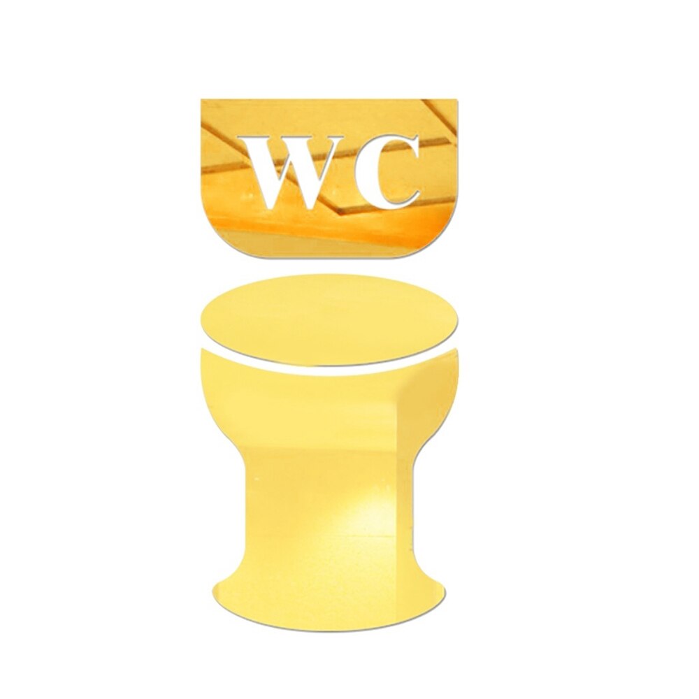 Wc / toalett spegel klistermärke dörrskylt avtagbar väggdekal akryl hem badrum dekoration espelho adesivo: Wc guld