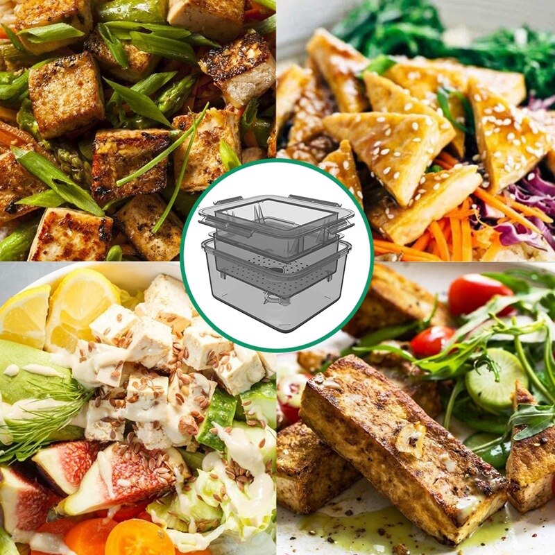 Tofu Pers Tofu Afdruiprek 3-Layer Tofu Pers Ingebouwde Drainage Water Verwijderen Tool Vaatwasmachinebestendig Keuken Koken tool Set