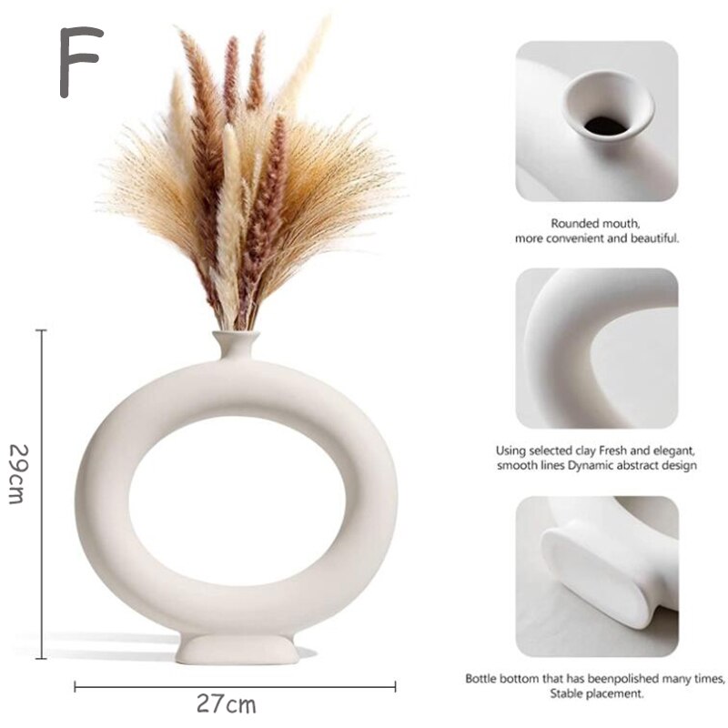 Ceramics Vase Home Decor Flower Vase Modern Geometric Abstraction Decorative Vases Room Decor Flower Pot Wedding Decoration: F