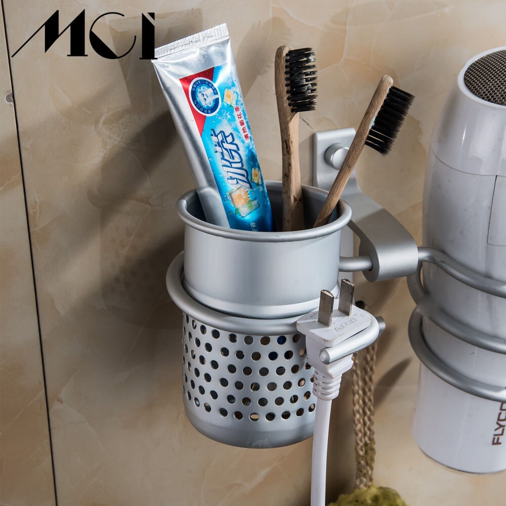 Badkamer föhn houder wandrek aluminium multifunctioneel toilet plank kam opbergruimte föhn rek mci