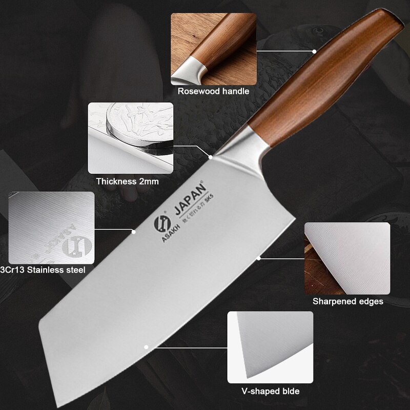 Roestvrij Staal Japanse Chef Messen Set Vlees Vis Groenten Hakken Hakmes Slagersmes Chinese Keuken Mes Met Geschenkdoos