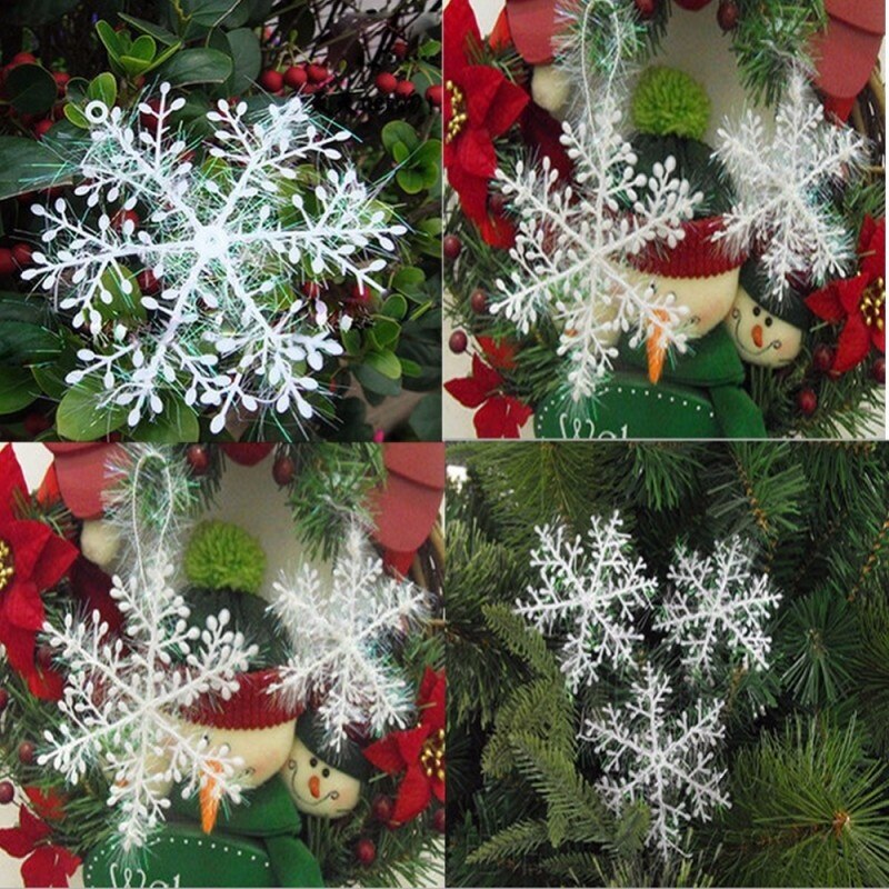 30pcs Christmas Snowflake Ornament Xmas Artificial White Snow Flakes Hanging Pendant Christmas Home Festival Decorations