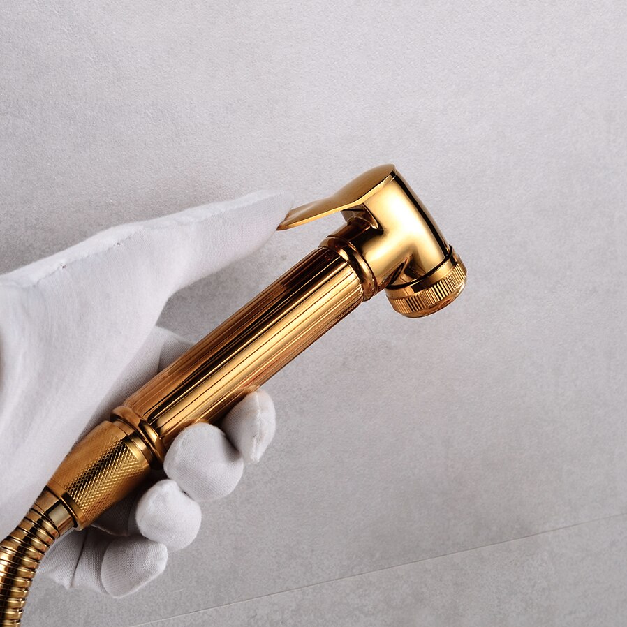 Jet Bidet Kranen Hand Held Bidet Sproeier Douche Kit Wc Bidet Kranen Goud Messing Carving Shattaf Douchekop Koperen Klep set