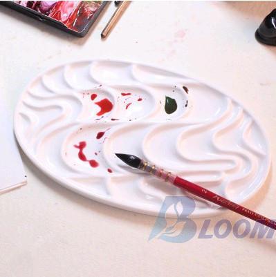 Imitation céramique ondulé vague palette boîte aquarelle peinture chinoise vague d'eau couleur disque palette: Elliptical palette
