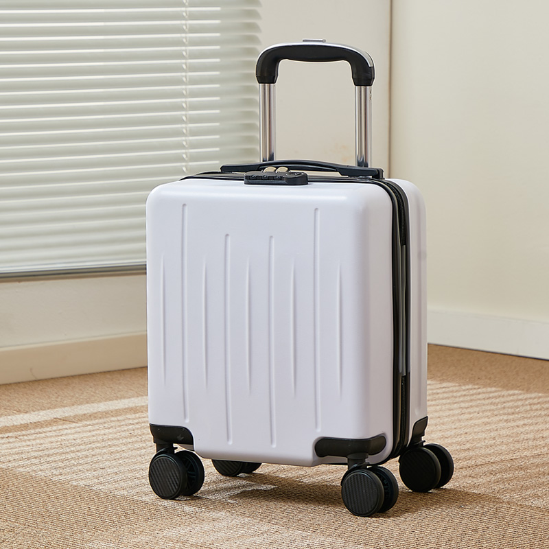 Valise de voyage unisexe à roulettes PC, 14 pouces, , à la , ABS, mini valise d'embarquement, petite main, Lu: WHITE