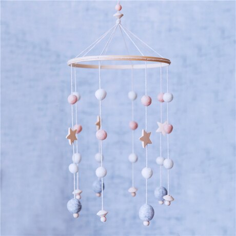 Baby Rattles Mobile Wooden Beads Trojan Wind Chimes Baby Toys For Kids Room Bed Hanging Decor Tent Decor Photography Props: Pink ball
