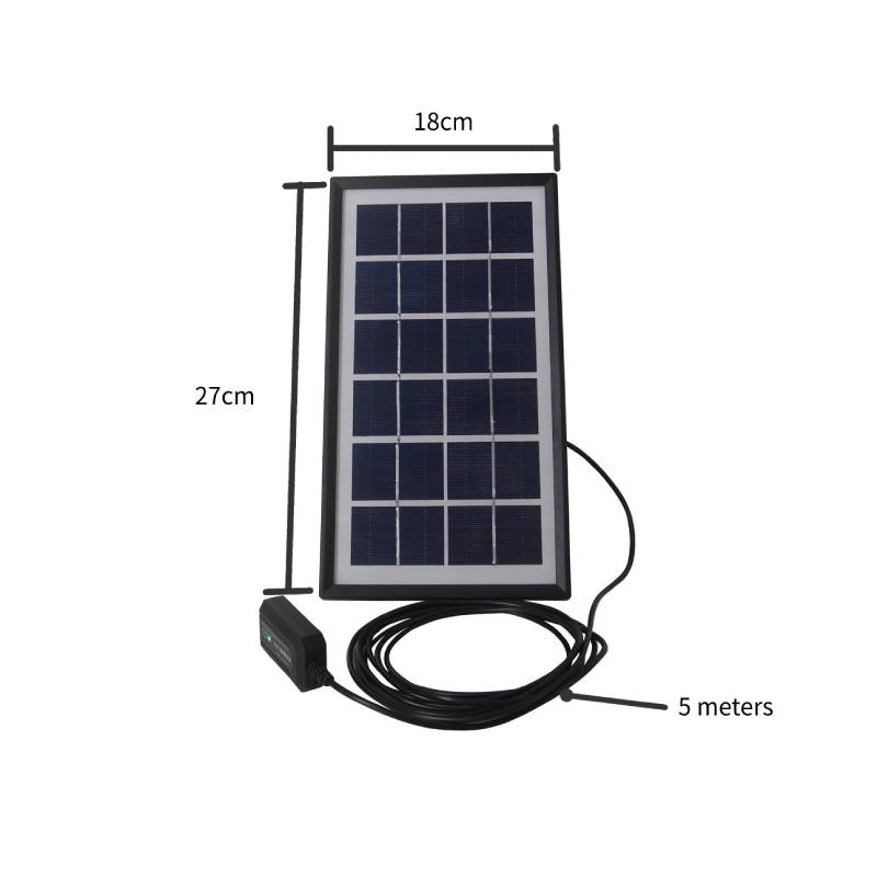 Usb- ja aurinkokennotuuletin 4 tuumaa ja 6 tuumaa kannettava tuuletin 6w aurinkopaneeli 5m -johtiminen alumiiniterätuuletin käytettäväksi kotitoimistossa ulkona: Vain aurinkopaneeli