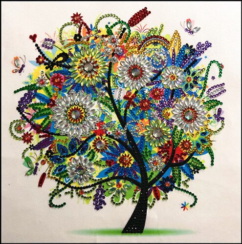 5D DIY Diamond Painting Four Seasons Tree Special Shiny Diamond Embroidery Mosaic Sticker Cross Embroidery Decoration: Yellow
