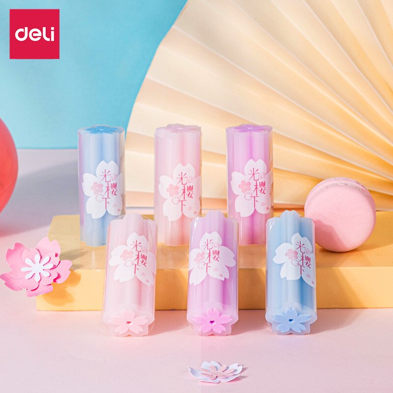 Deli Eraser Spring kawaii Stationery Rubber Eraser Student Prizes Solid Color Soft Eraser office and School Supplies
