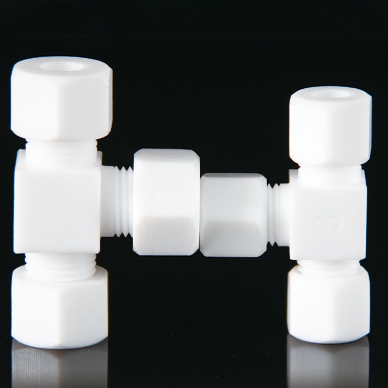 Tee 3 Manieren 2 3 4 6 8 10 12-24mm 1/16 "1/8" 1/4 "3/8" 1/2 "3/4" 1 "Inch OD Buis Compressie unie Fitting PTFE Koppeling Connector