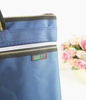 Cs -8216 oxford tyg bärbar  a4 papperspåse non-woven dubbla lager dragkedja bollpåse