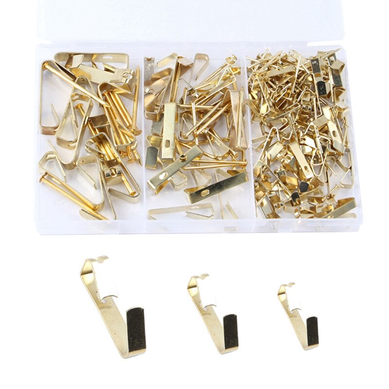 200Pcs Fotolijst Haak Zonder Trace Goud Met Nagels Diy Foto Haak Set Nordic Fotolijst Haak