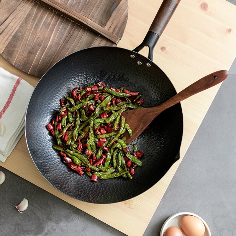 Wok di ferro cinese Wok di ferro fatto a mano tradizionale padella antiaderente padella antiaderente Wok di ferro pentole tradizionali di alta qualità Wok di ferro