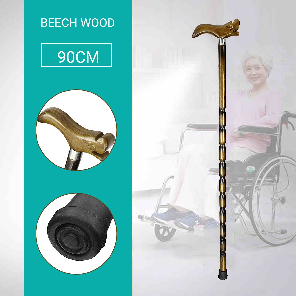 90cm Wooden Walking Stick Wood Cane Pole Carved Varnished Sturdy Climbing Sticks Walking Stick Vintage Walking Canes