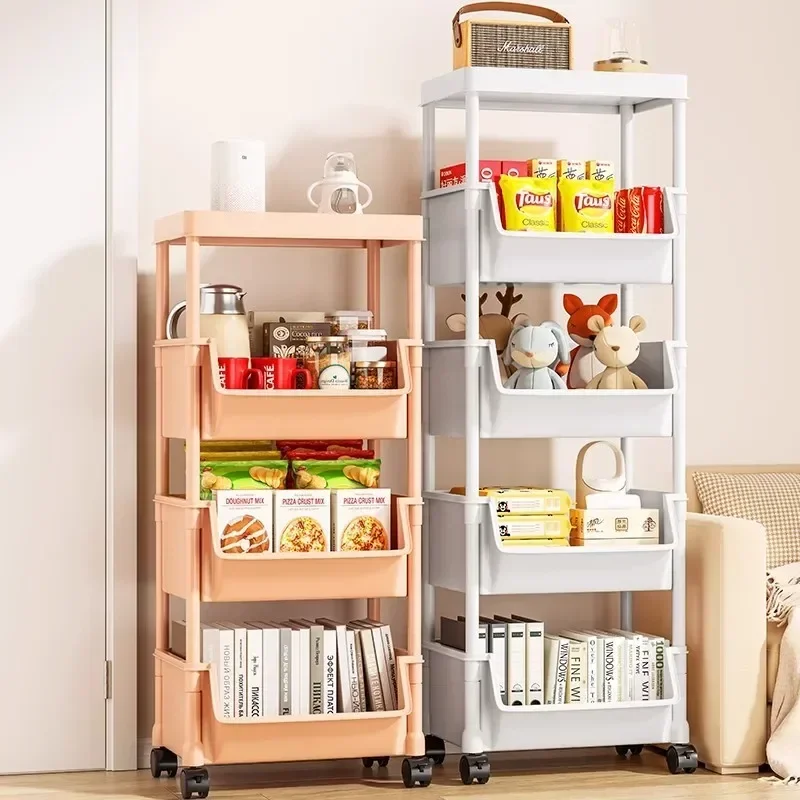Trolley Bookshelf Kitchen Storage Slit Storage Cabinet Bathroom Living Room Home Organizer Rack Kitchen Corner Narrow Doll stand