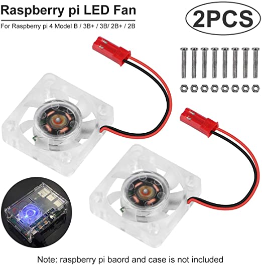 2 pçs raspberry pi 4 ventilador framboesa pi ventilador de refrigeração silencioso led 30mm 30mm ventilador cooler radiador 3 a 5.8v para raspberry pi 3 b +