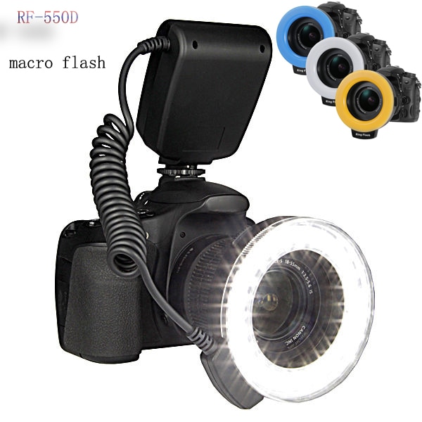 Eachshot 48 st makro led ringblixt med 8 adapterring ficklampa för canon nikon pentax dslr kamera rf -550d speedlight