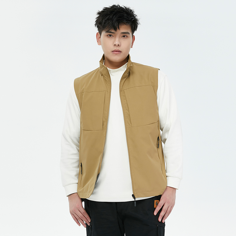 2025 chaleco de otoño para hombre, chaqueta sin mangas con bolsillo y cremallera a prueba de viento a la de , ropa de , chaleco informal para senderismo para hombre: 5 XL / Caqui