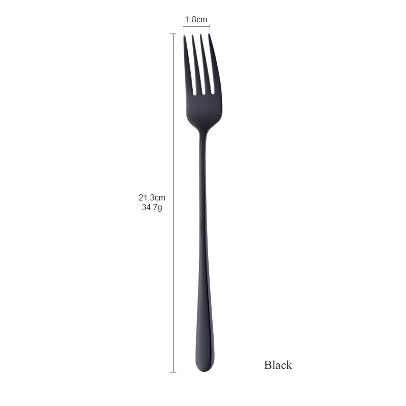 1 Pcs Diner Vork Rvs Korea Kleurrijke Dessert Vork Met Lange Steel Rose Gold Home Keuken Servies: Black