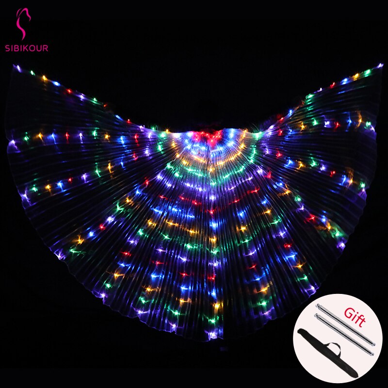 Vrouwen buikdans isis vleugels led isis vleugels buikdans accessoire vleugels kostuum vlindervleugels volwassene met stokken tas: Veelkleurig