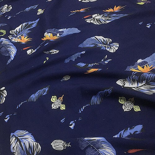 Tela mezclada de seda y lino muy de fondo azul oscuro grueso 30 momme, SLN182