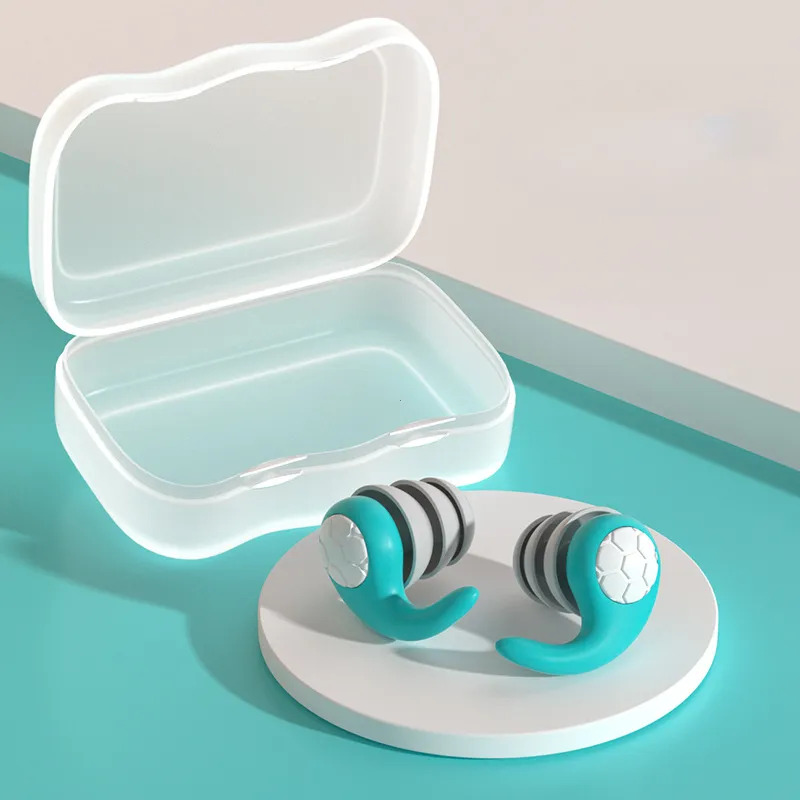 Anti-Lärm-Ohr stöpsel Dreischicht-Silikon-Ohren schutz geräuschfilter Schlaf-Schwimm-Abbruch-Geräusch-Wasserdichte stumm-Ohr stöpsel-Kasten: Blau