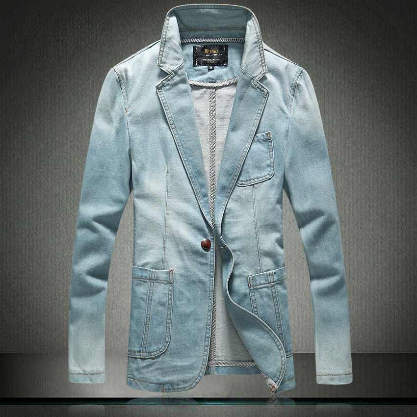 Yasuguoji slim blazer i mænd single button herre scene jakker afslappet denim jakke mænd blazer designs