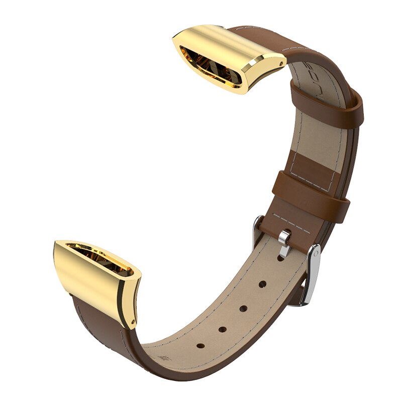 Bracelet for Huawei Band 3 Pro Metal Wrist Strap Stainless Steel Wristband for Huawei Band 3pro Smart Watch Replace Accessories: Leather Brown Gold