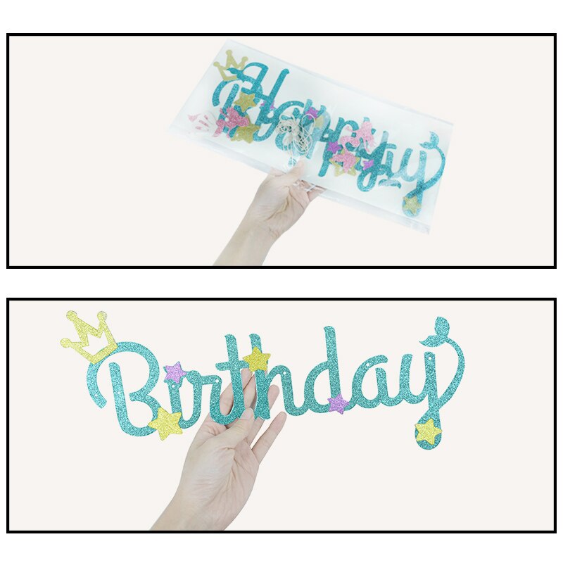 1Set Mermaid Banner DIY Kid Adult Birthday Party Decor Bunting Hanging Garland Mermaid Tail Shell Paper Flag Baby Shower Supplie