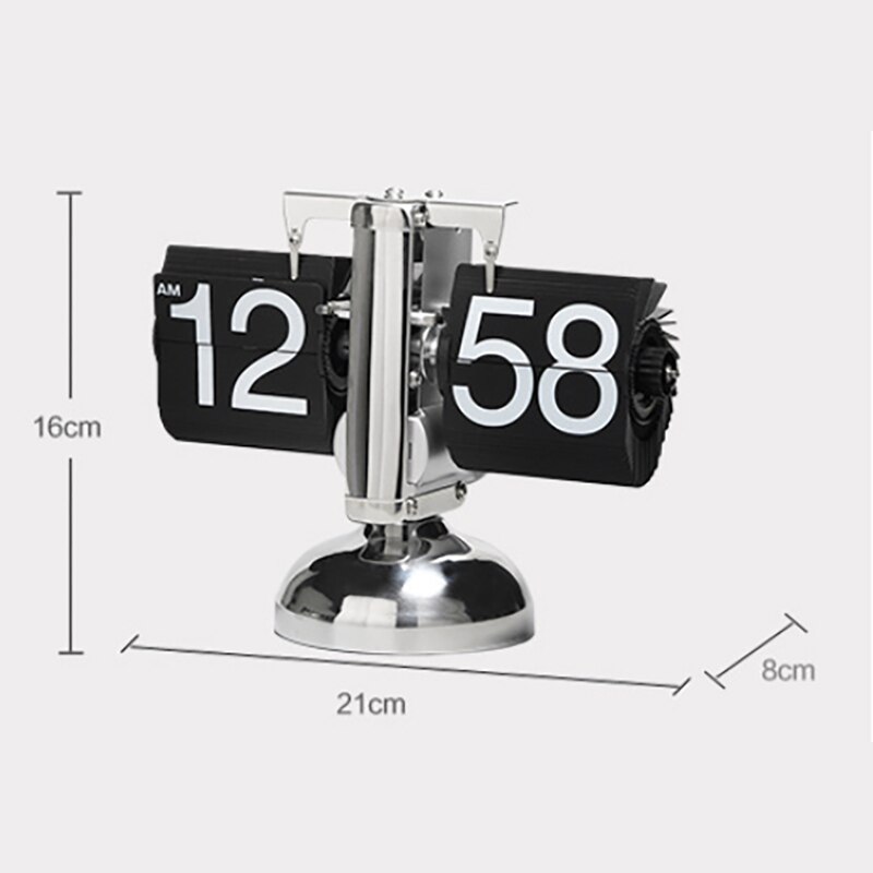 Retro Flip Over Clock Desk Stainless Steel Flip Internal Gear Operated Flip Table Clock Operated Quartz Clocks Small Scale