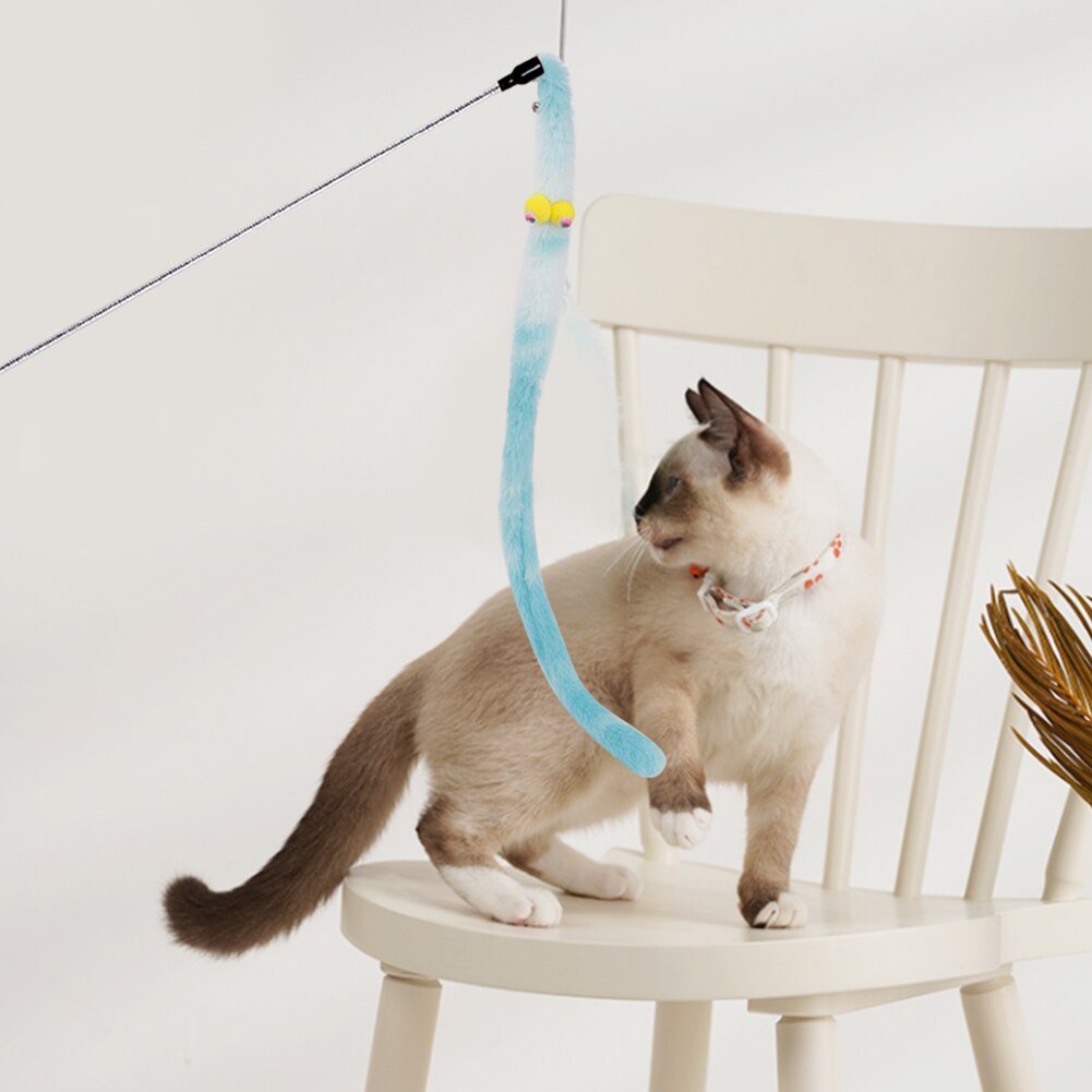Colorful Cat Interactive Toy Feather Cat Teaser Wand Cat Toy Funny Caterpillar Rod Teaser Wand Pet Cat Supplies Cat Accessories