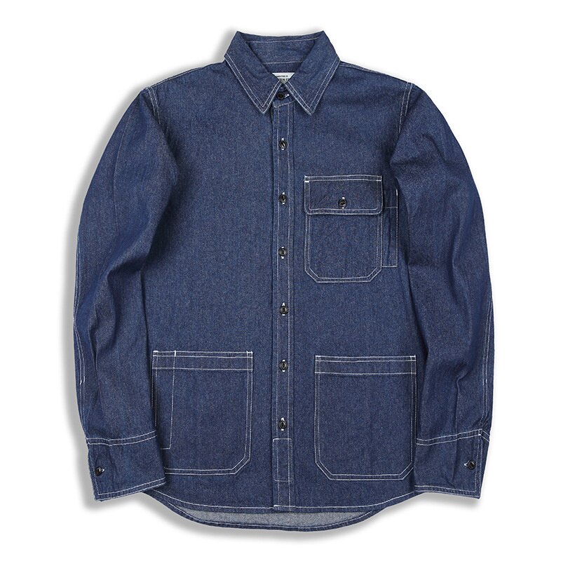 Wrangler Western Camicia Da Lavoro Uomo Manica Lunga - Blu, Taglio Autentico 100% Cotone, Collo 35 Manica 35