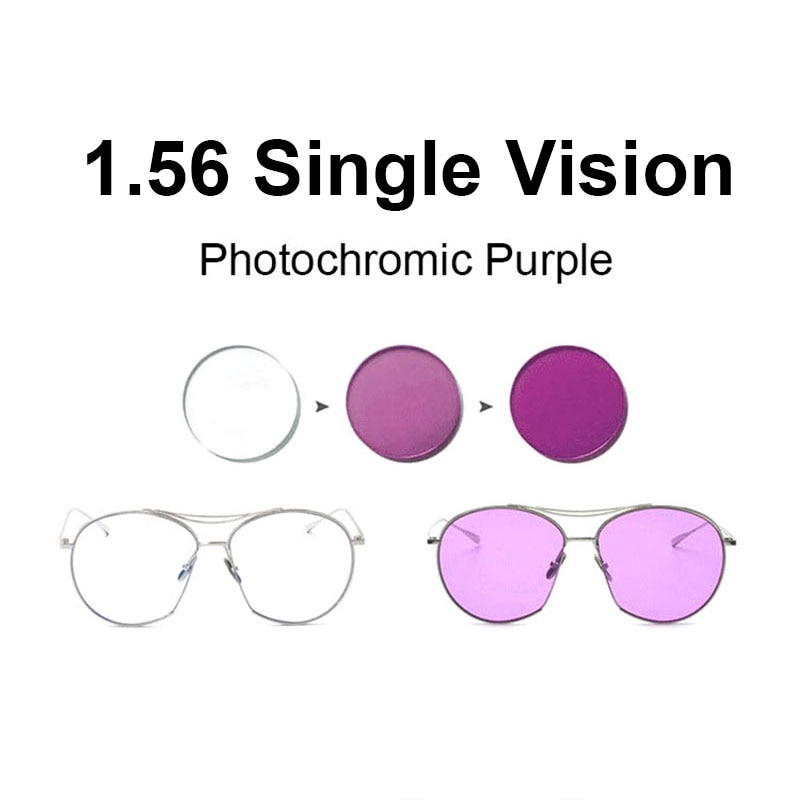 1.56 Meekleurende Roze Of Blauw Of Paars Enkele Visie Lens Sph-8.00 ~ + 6.00 Max Cly-6.00 Optische Lenzen Voor Brillen
