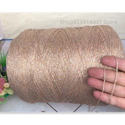 Hilo de ganchillo para tejer a mano, hilo fino hueco, oro, plata, seda brillante, metalizado, hilo aguja, artesanal, bolsa de oso hecho a mano, 500g: Apricot 500g