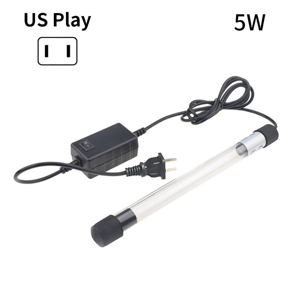 110/220V Submersible UV Sterilizer Lamp Light Ultraviolet Filter Waterproof Water Cleaner For Aquarium Pond Coral Fish Tank: 5w US plug