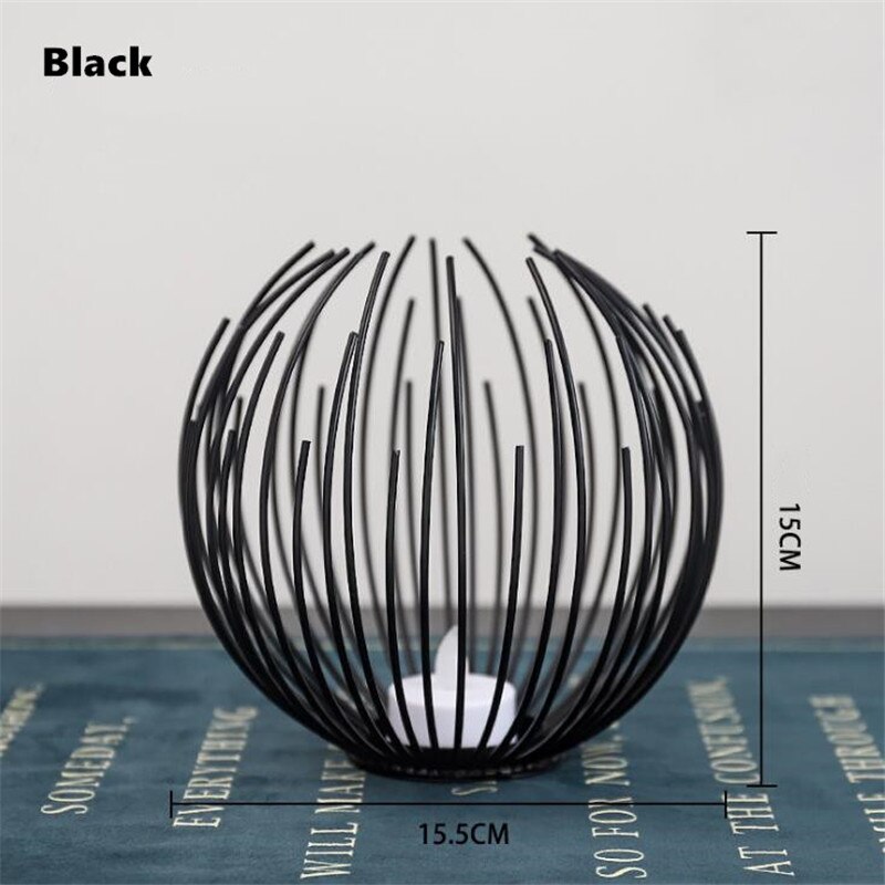 Scandinavische kaarsenhouder, geometrische metalen romantische tafeldecoratie, foto-accessoires, kaarsenhouder, kamerdecoratie, huisdecoratie: Zwart