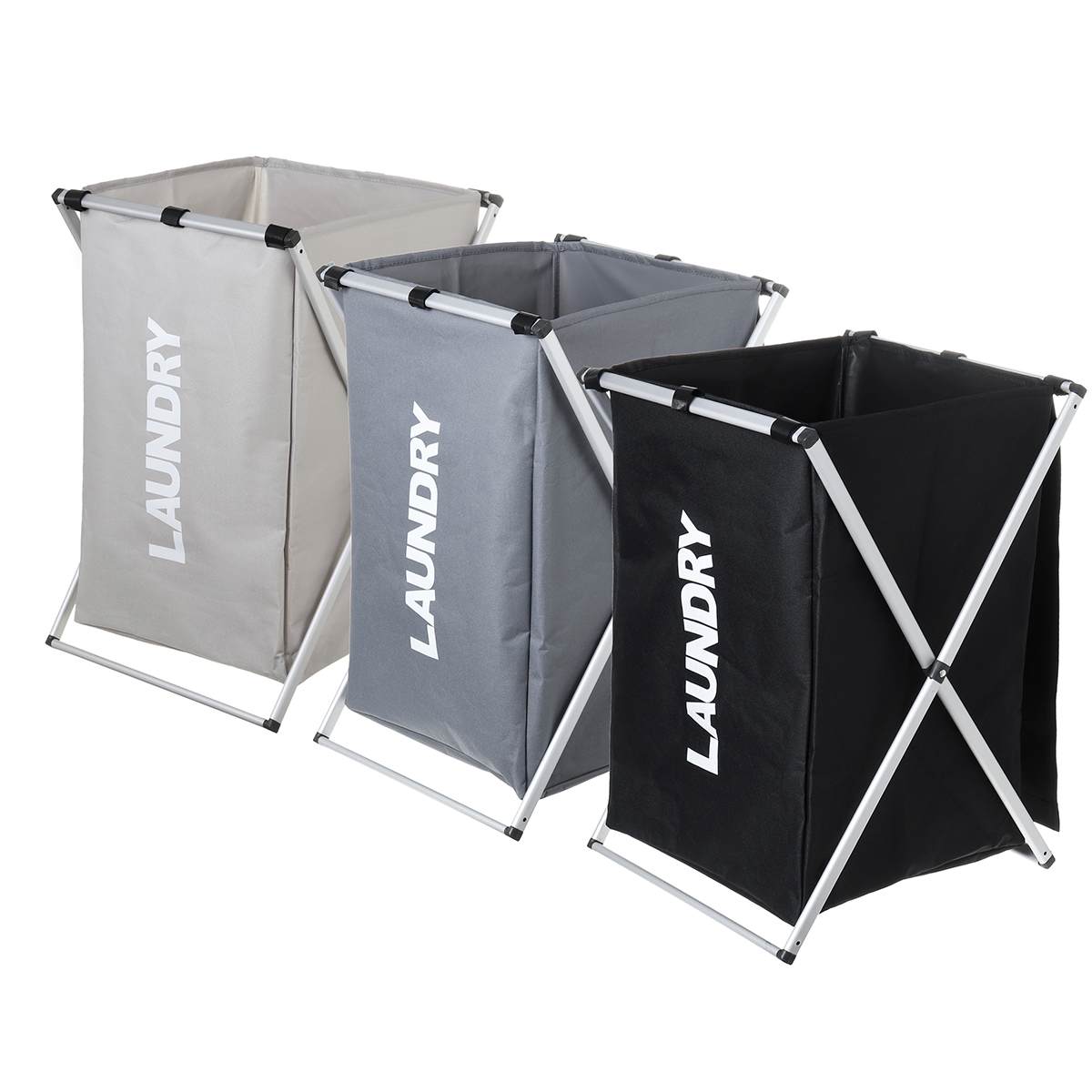 X Shape Folding Laundry Basket With Handle Collapsible 2 Section 600D Oxford Laundry Hamper Dirty Clothes Organizer Sorter Bag