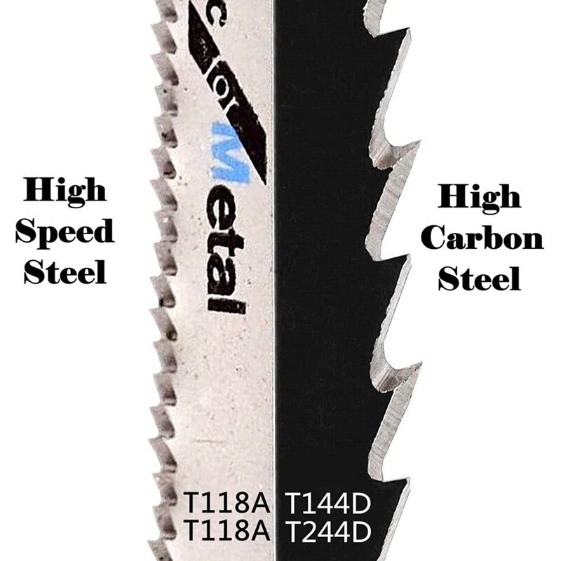 Set van 60 decoupeerzaagbladen met t-schacht voor hout- en kunststof- en metaaldecoupeerzagen, inclusief  t118a t144d t244d voor het zagen van hout en metaal.