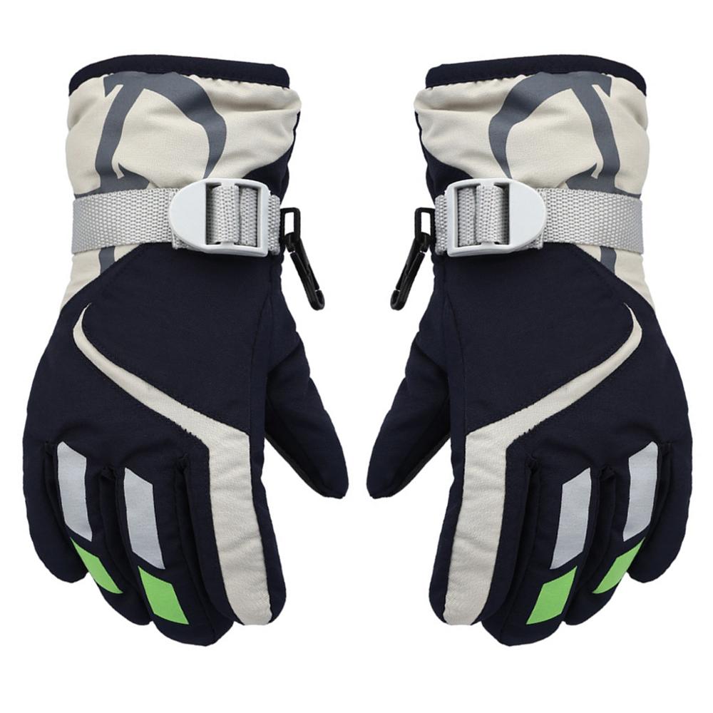 Kinderen jongens meisjes winter warme winddichte sport ski handschoenen kinderen ademend verstelbare handschoen 27rd: Marine