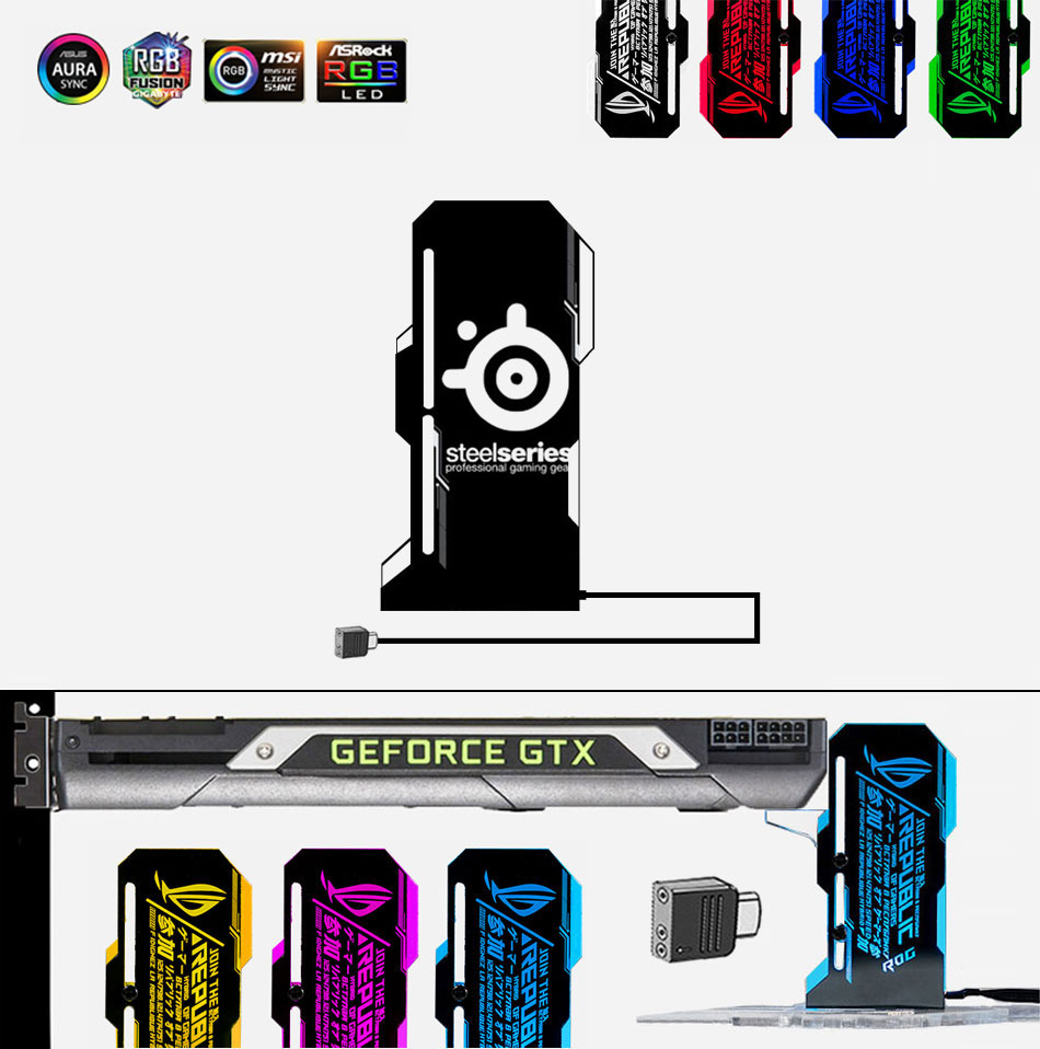 Graphics Card Holder ARGB +5VD G/3PIN AURA Synchronous Symphony GPU #STEELSERIES Pollution LED Lamp Chassis DIY Decoration