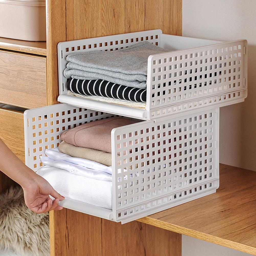 Organizador de roupas flip destacável, caixa de plástico transparente engrossada para gavetas, caixa empilhável, organizador de guarda-roupas, casa, guarda-roupa