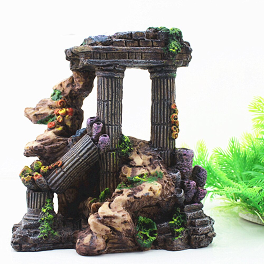 Praktische Simulatie Hars Roman Kolom Aquarium Decoraties Aquarium Ruïnes Planten Decor Aquarium Decoratie Ornamenten