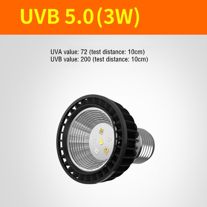 Lámpara de Sol para reptiles UVA + UVB 5,0/10,0 de espectro completo lampara de calor, bombilla LED UV de calor, accesorios para reptiles y anfibios: 3