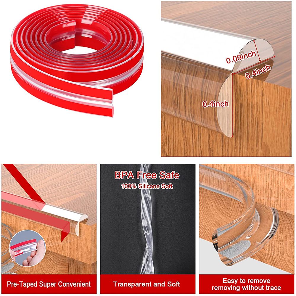 Soft Self Adhesive Kids Transparent Table Edge Guard Furniture Corner Protector Desk Bumper Strip